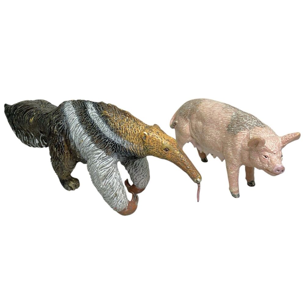 Vintage ELC AAA 90s Hard Rubber‎ Giant Ant Eater & Sow Pig Lot Of Two Detailed
